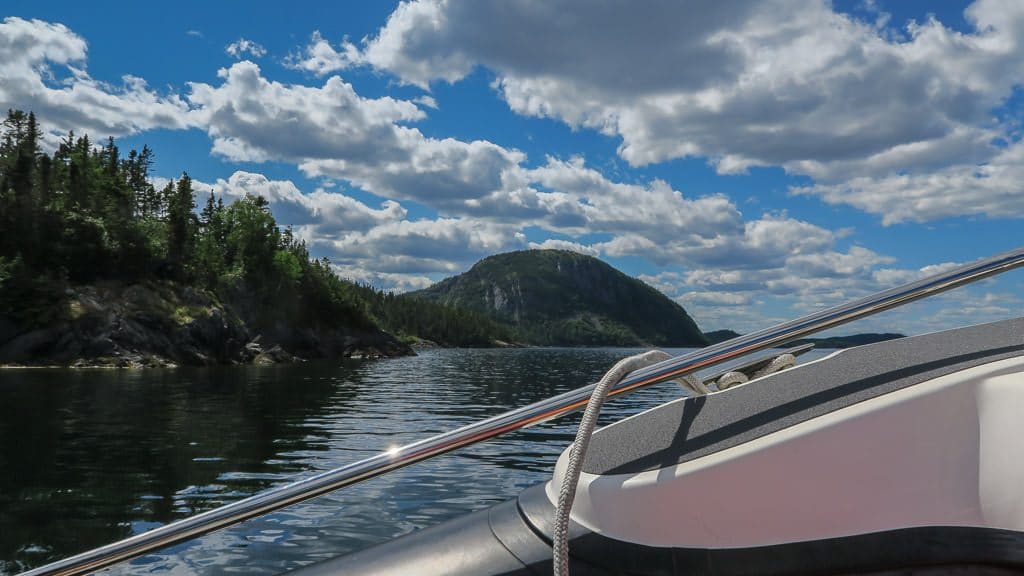 Looking towards Mt. Stamford from a boat