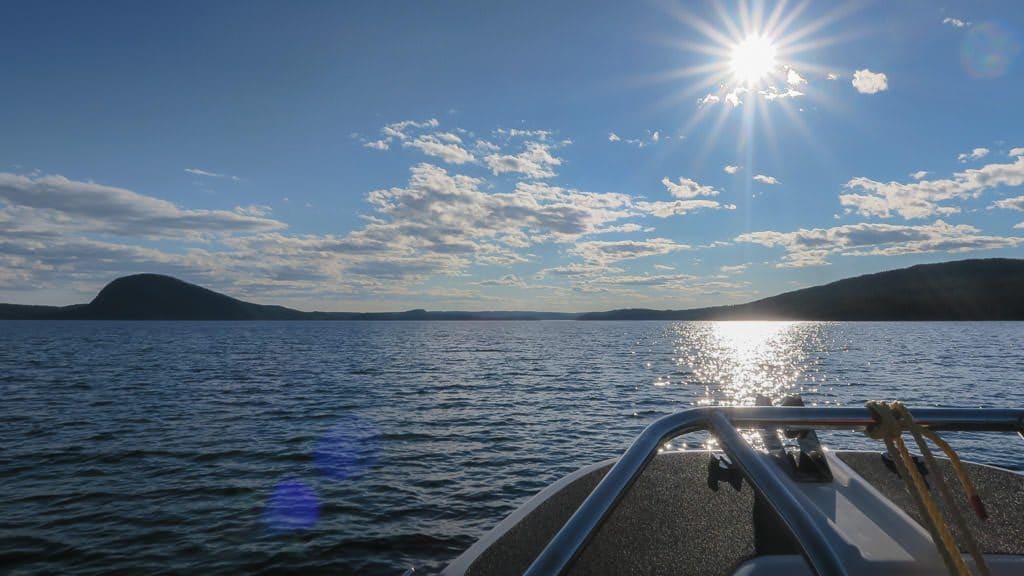 Sun shining on the water while out on the boat during this Newfoundland tour