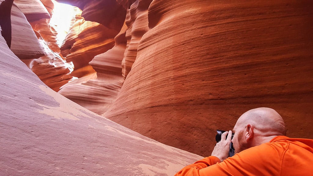 Buddy taking photos of Lower Antelope Canyon during our tour with Ken's Tours