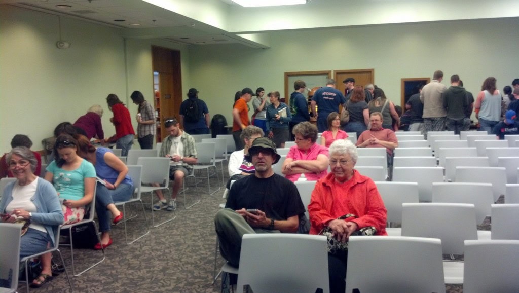 And on to the Makers Fair, this was a portion of the crowd that came to check out the presentations, it was a packed house