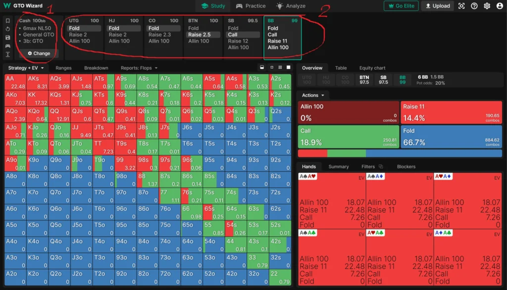 GTO Wizard review the solution