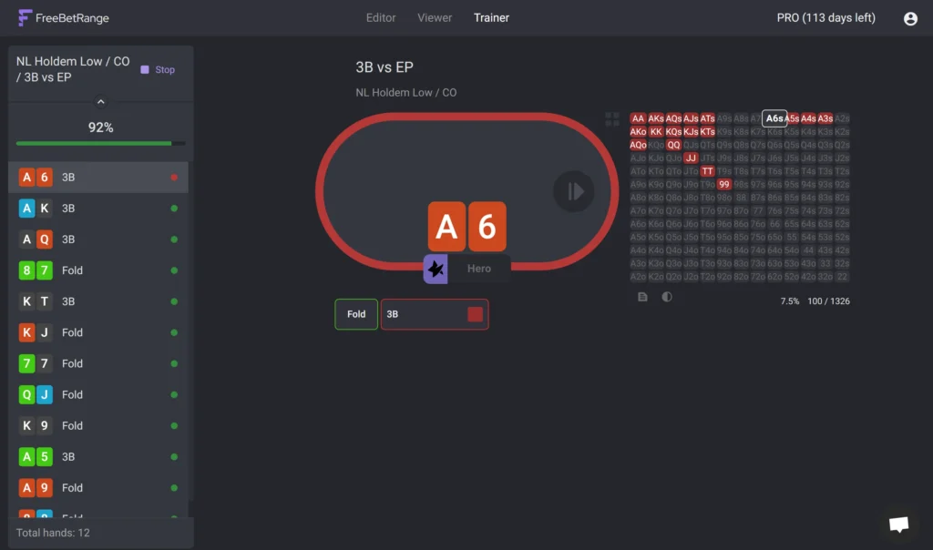 Poker preflop trainer app