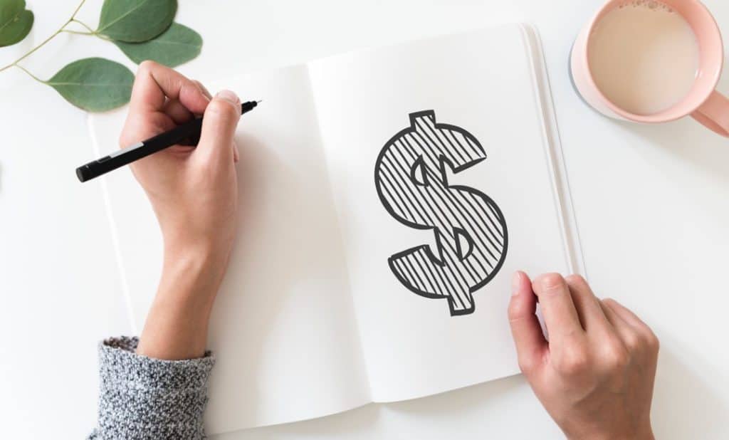 dollar sign in a notebook