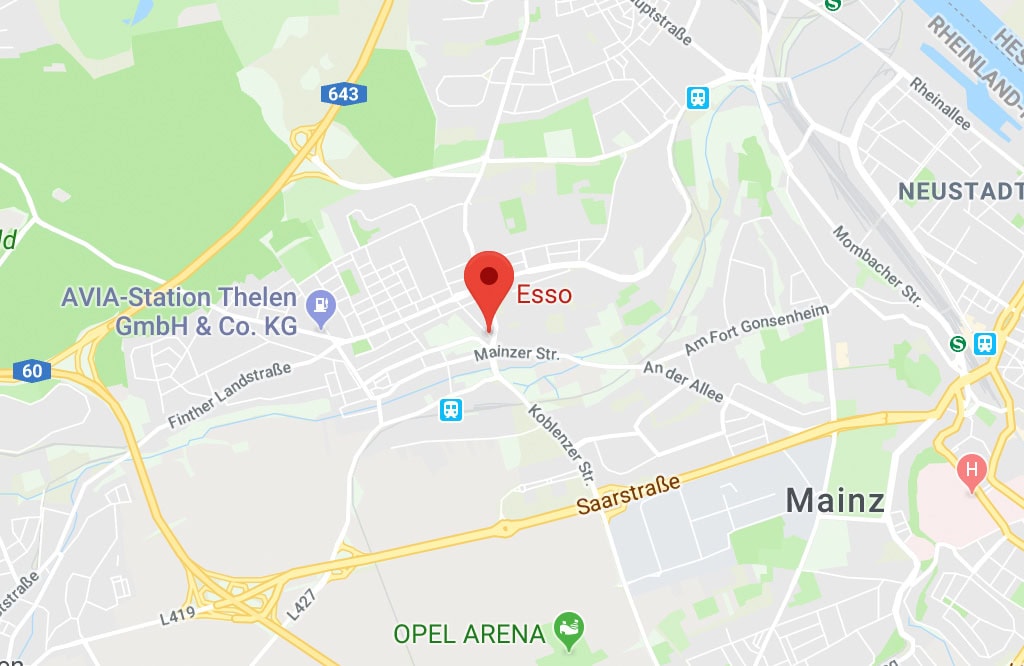 Karte, Tankstelle-Mainz