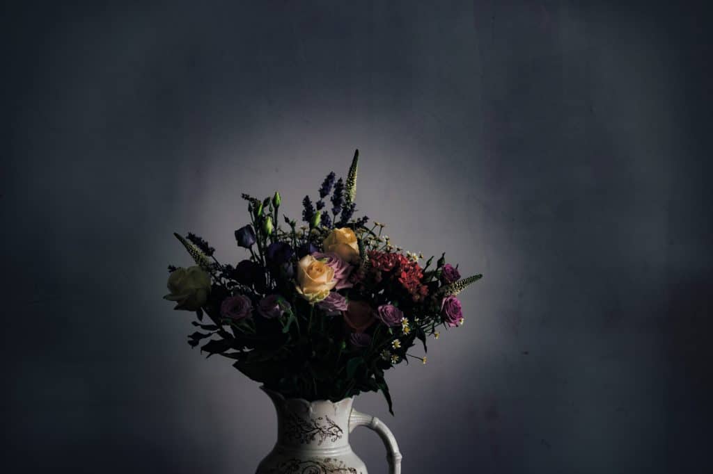 flowers on a table