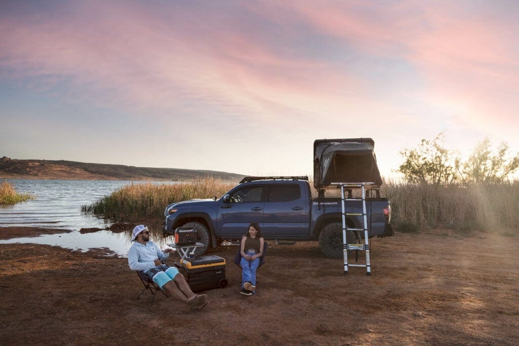 Overlanding by a lake