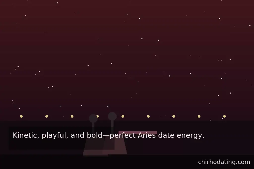 Real-life dating environments that suit Aries; kinetic patio/arcade vibes.