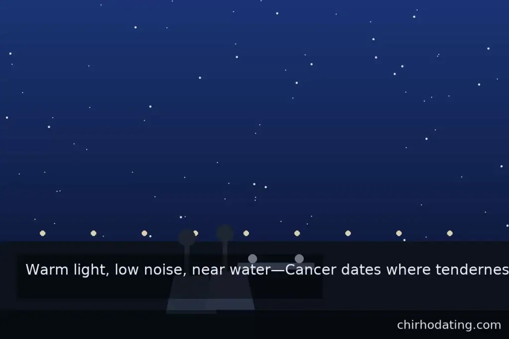 Real-life dating environments that suit Cancer; bookshop café and riverside vibe.