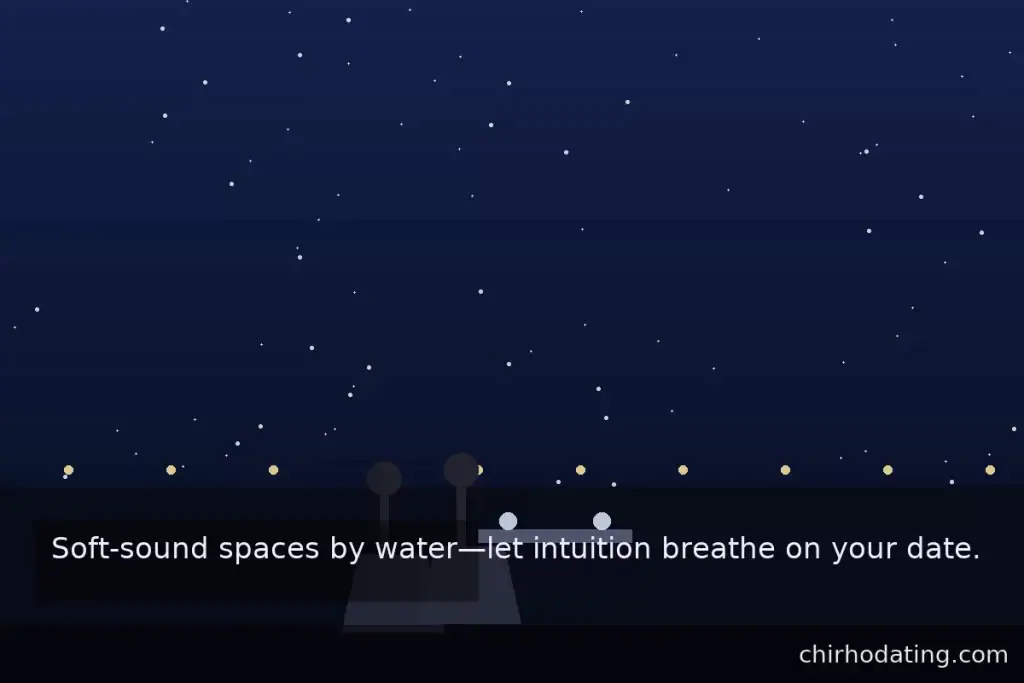 Real-life dating environments that suit Pisces; soft-sound café by water.