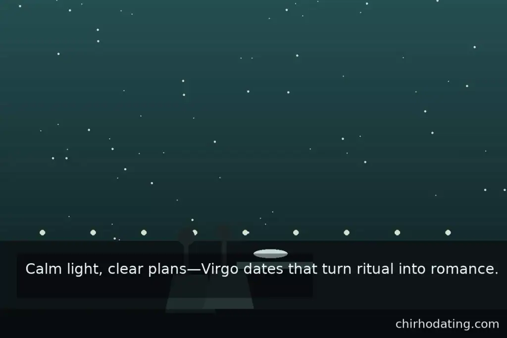 Real-life dating environments that suit Virgo; tea room and river-walk vibe.