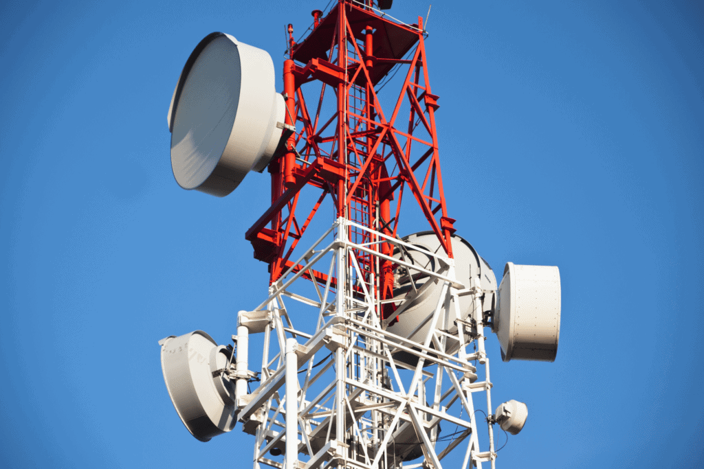 microwave tower blue skies