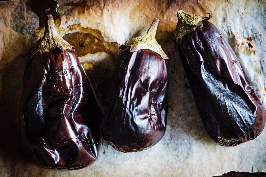 Roasted aubergine or roasted eggplant