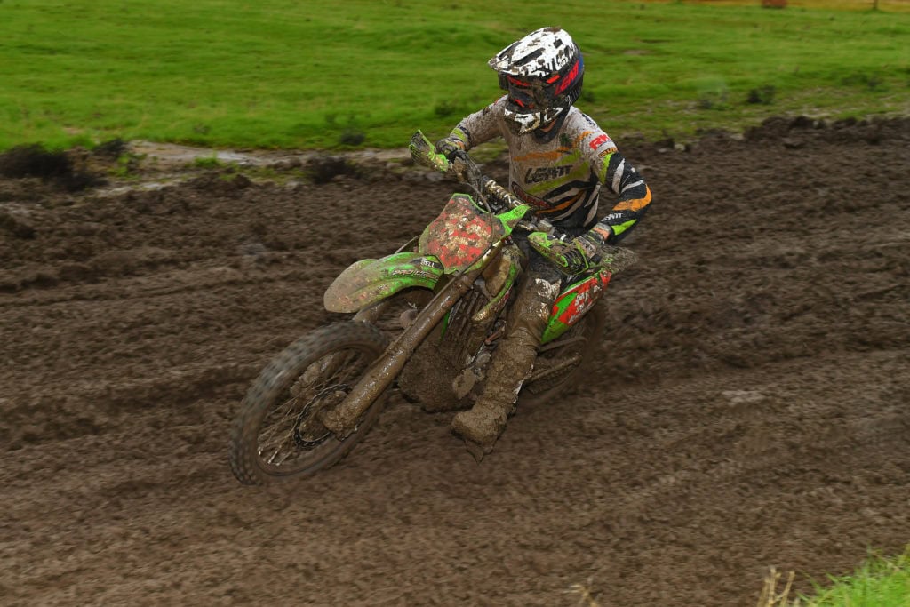 robby bell riding his kawasaki kx450x at the 2023 Delano ngpc