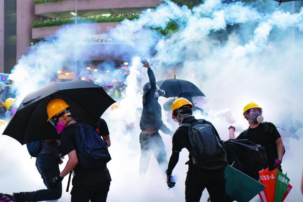 HONG KONG, CHINA - [AUGUST 5]: Protesters stand off against riot police at Wong Tai Sin district on August 05, 2019 in Hong Kong, China. Pro-democracy protesters have continued rallies against a controversial extradition bill on the streets of Hong Kong since June 9th, as the city plunged into crisis after waves of demonstrations and several violent clashes. Hong Kong's Chief Executive Carrie Lam apologized for introducing the bill and declared it "dead", however protesters have continued to draw large crowds with demands for Lam's resignation and the complete withdrawal of the bill. (Photo by Billy H.C. Kwok/Getty Images)