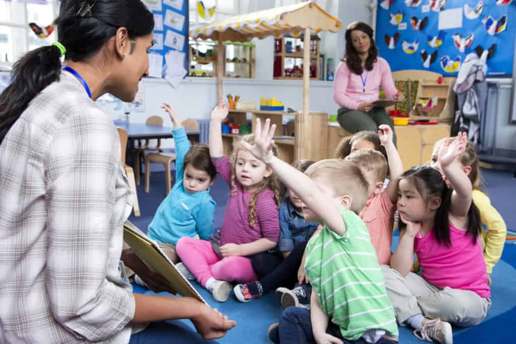summer slide reading regression - teacher with students
