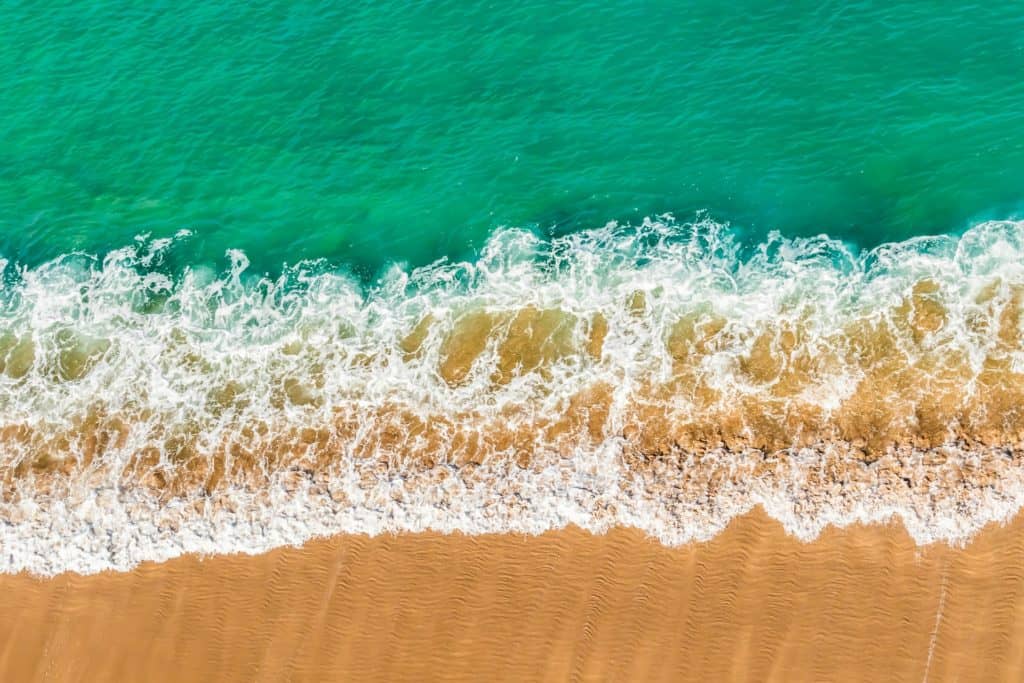 aerial shot of beach