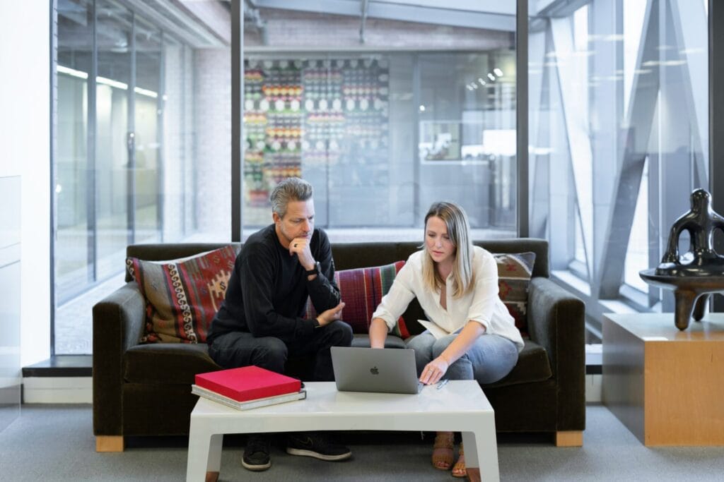 Real estate agent and client
