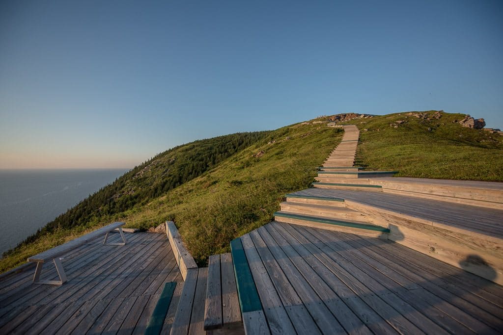 Beautiful boardwalk trail and stairs on the Skyline Trail 