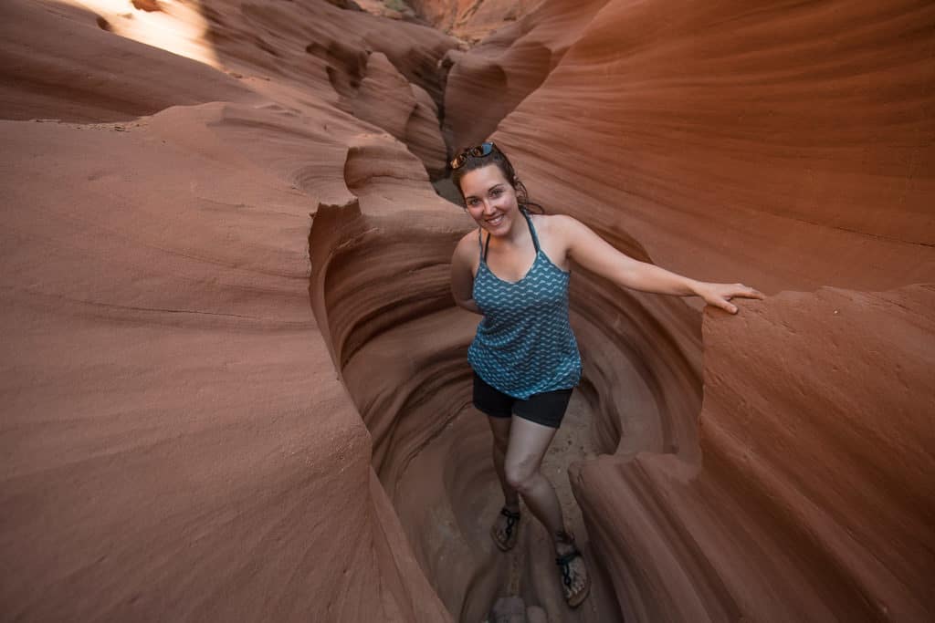 Brooke in one of the many slot canyons of Antelope Canyon