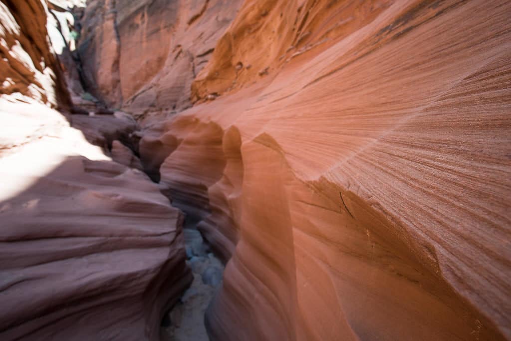 Narrow section of the slot canyon hike in Antelope Canyon that we paddleboarded to