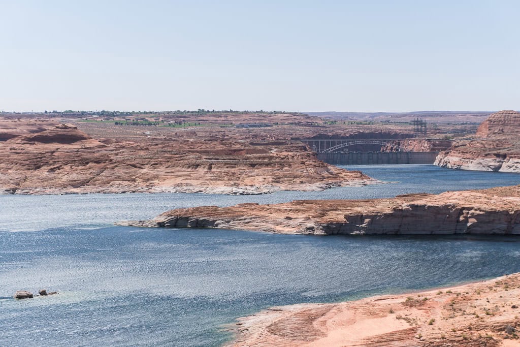 Looking over Lake Powell towards Glen Canyon Dam