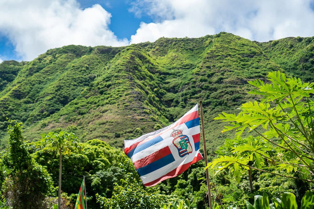 halawa valley flag in the wind