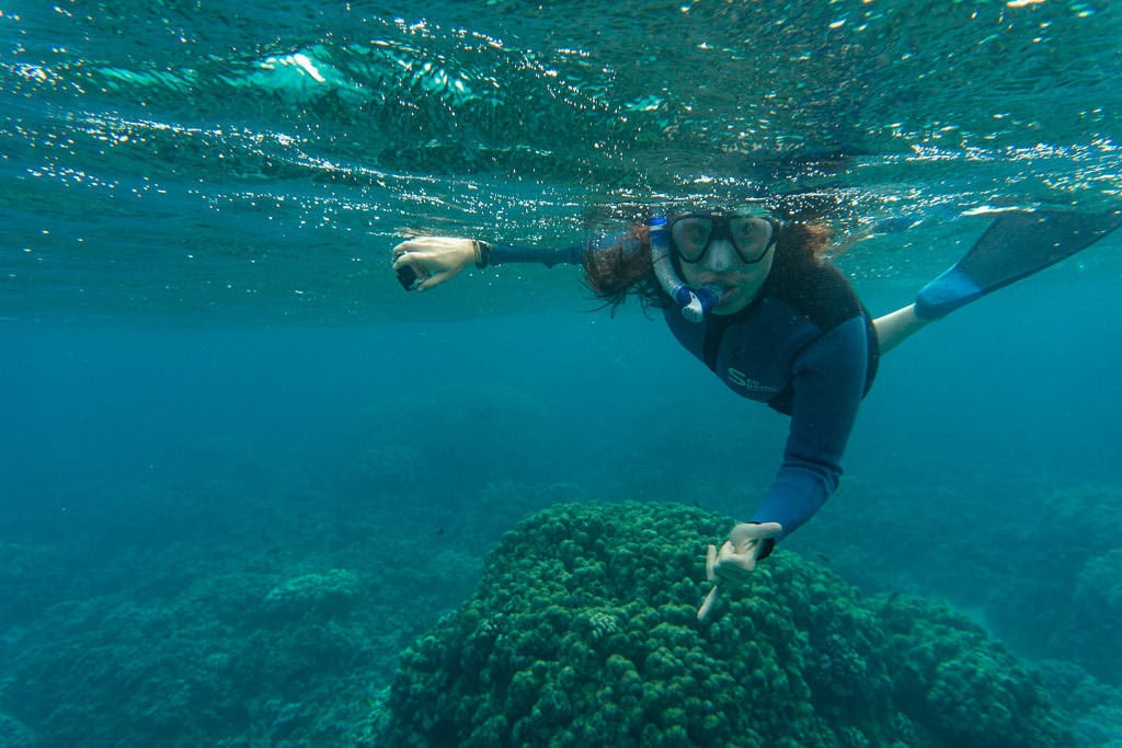 Brooke snorkeling in molokai