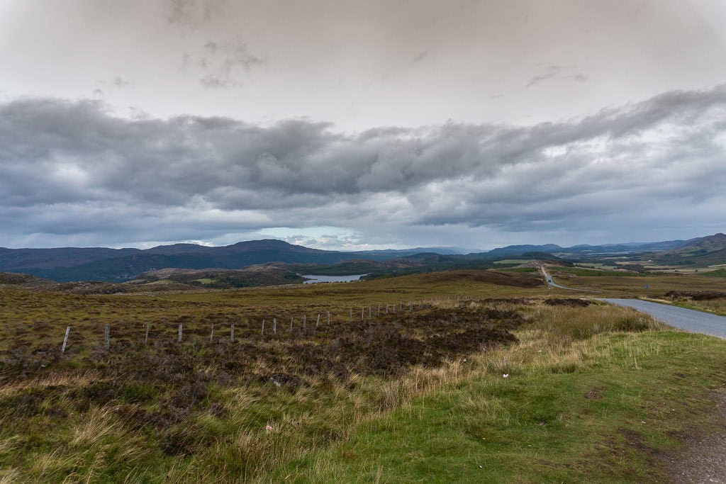 road from loch ness to inverness in scottish highlands