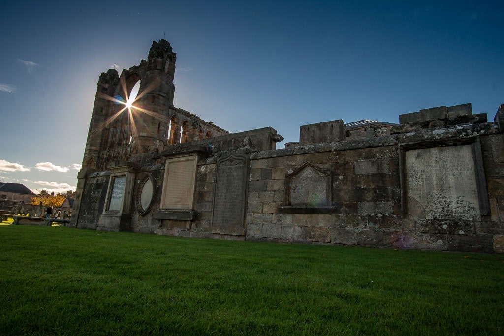 sun shining through open window area at Elgin Cathedral near inverness scotland