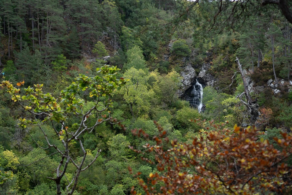 Falls of Foyers from further away looking at it through the trees