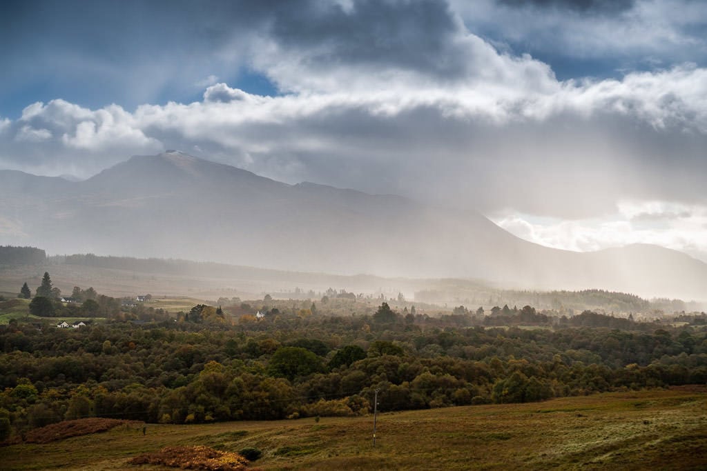 foggy day with mountain views in Cairngorms National Park near inverness scotland