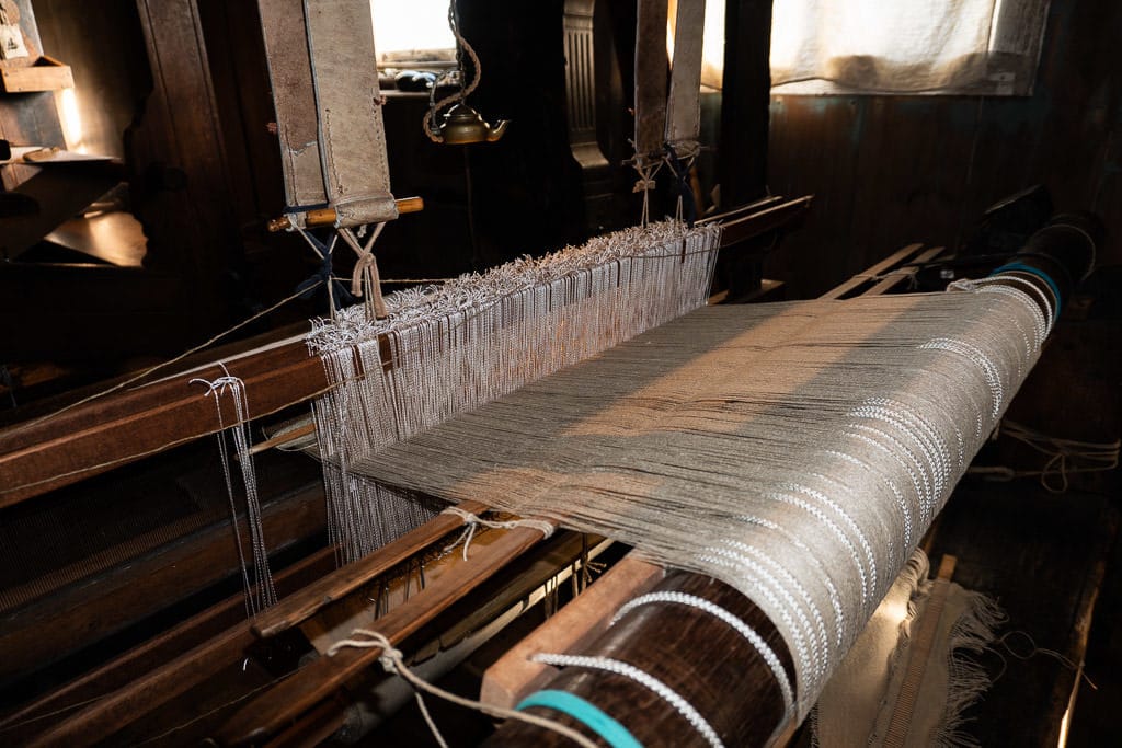 old-fashined loom at Weaver's House Museum in zaanse schans on a day trip from amsterdam