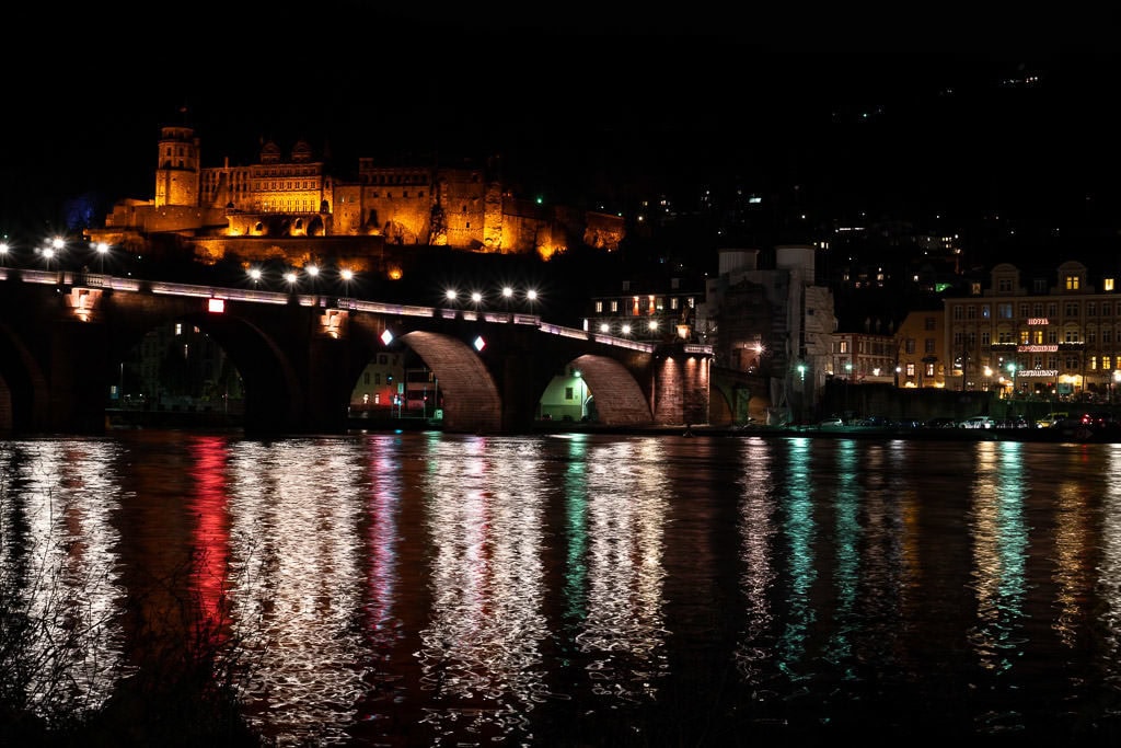 heidelberg germany castle view from river at night