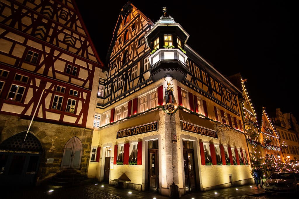 colorful medieval architecture and christmas in rothenburg