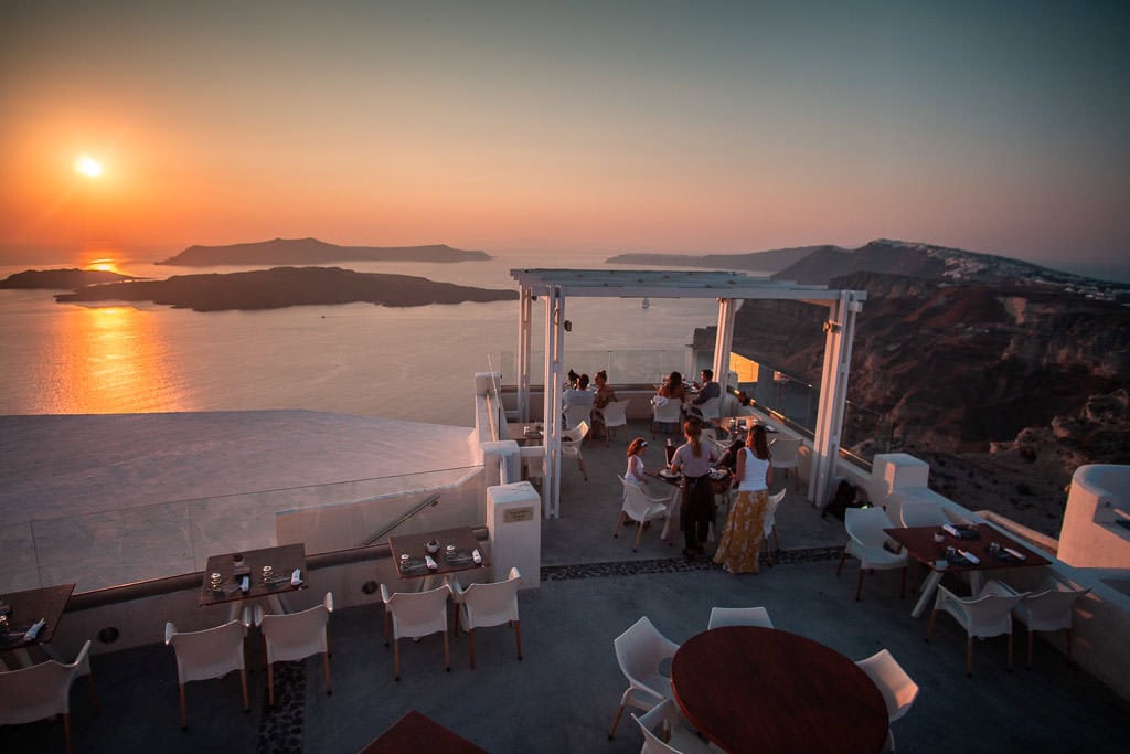 santo winery santorini sunset