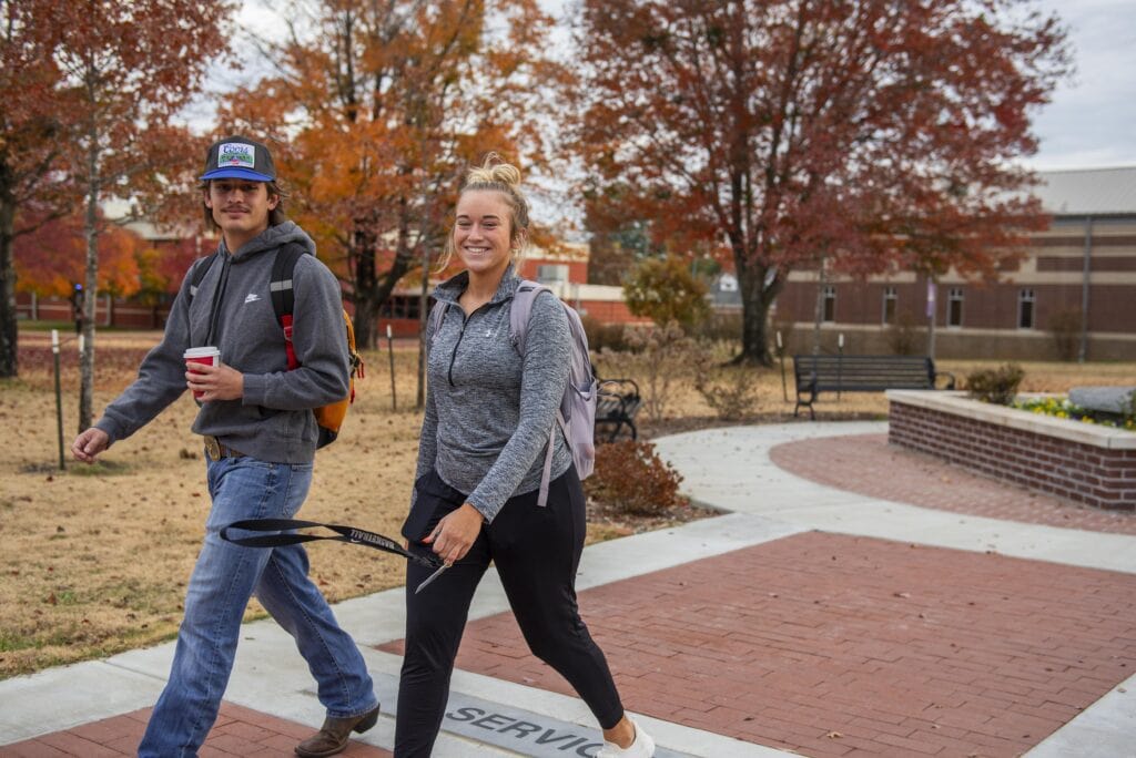Students walking on the sidewalk