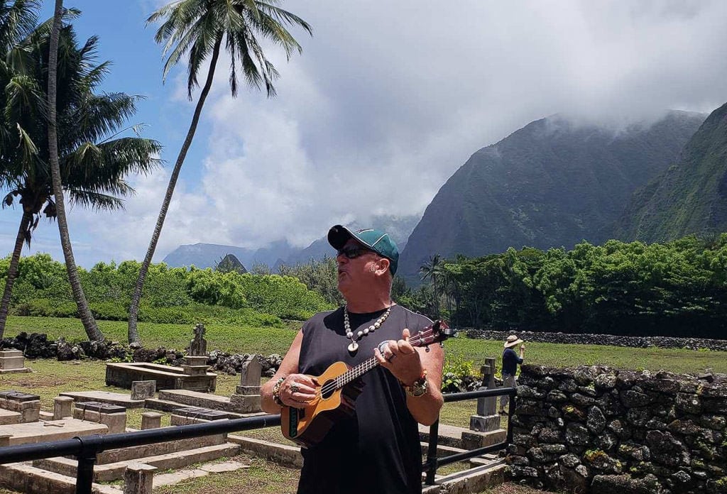 music by tour guide at Kalaupapa