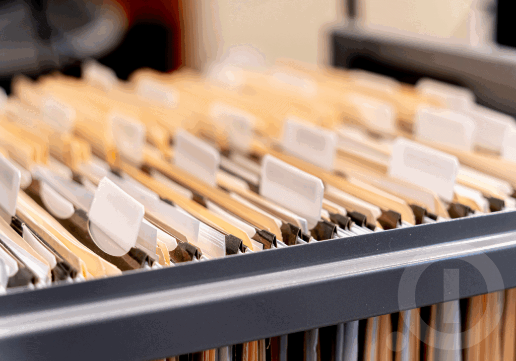 Die Schublade eines Aktenschranks mit analogen Personalakten.