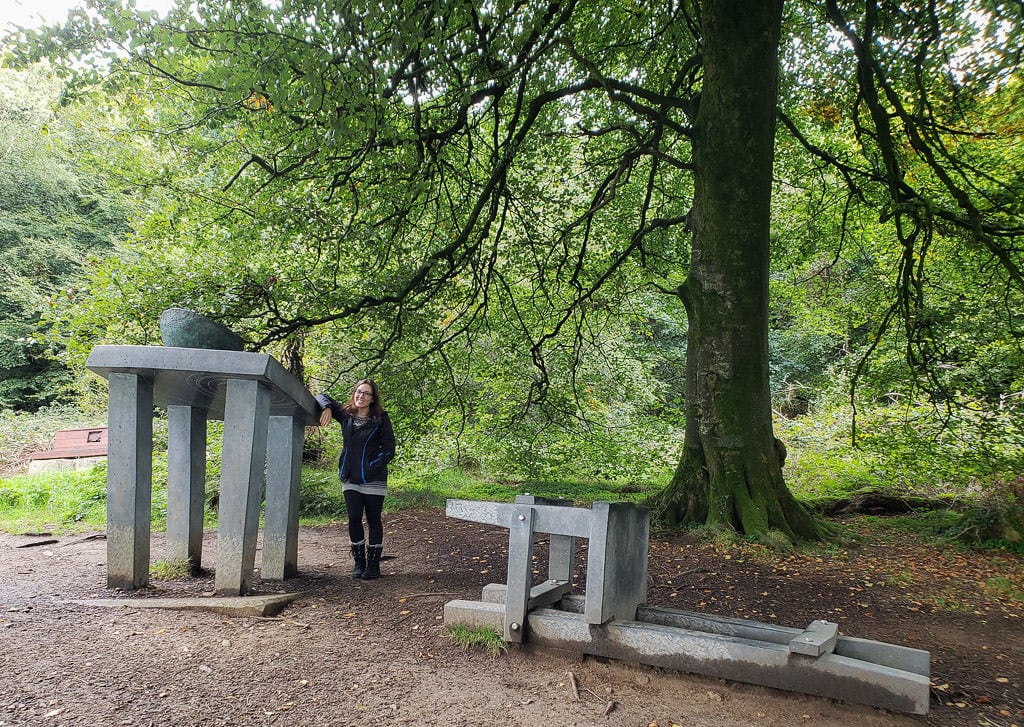 Brooke next to the Giant's table and his fallen over chair