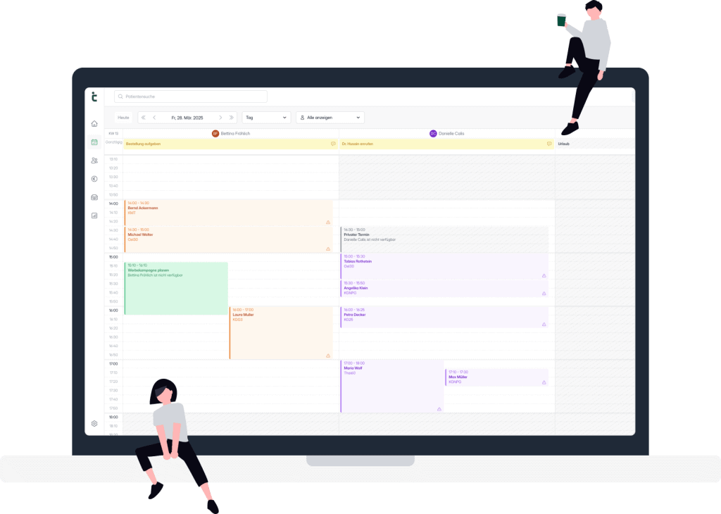 Ein Blick auf den Kalender der Physiotherapeuten Software tinana