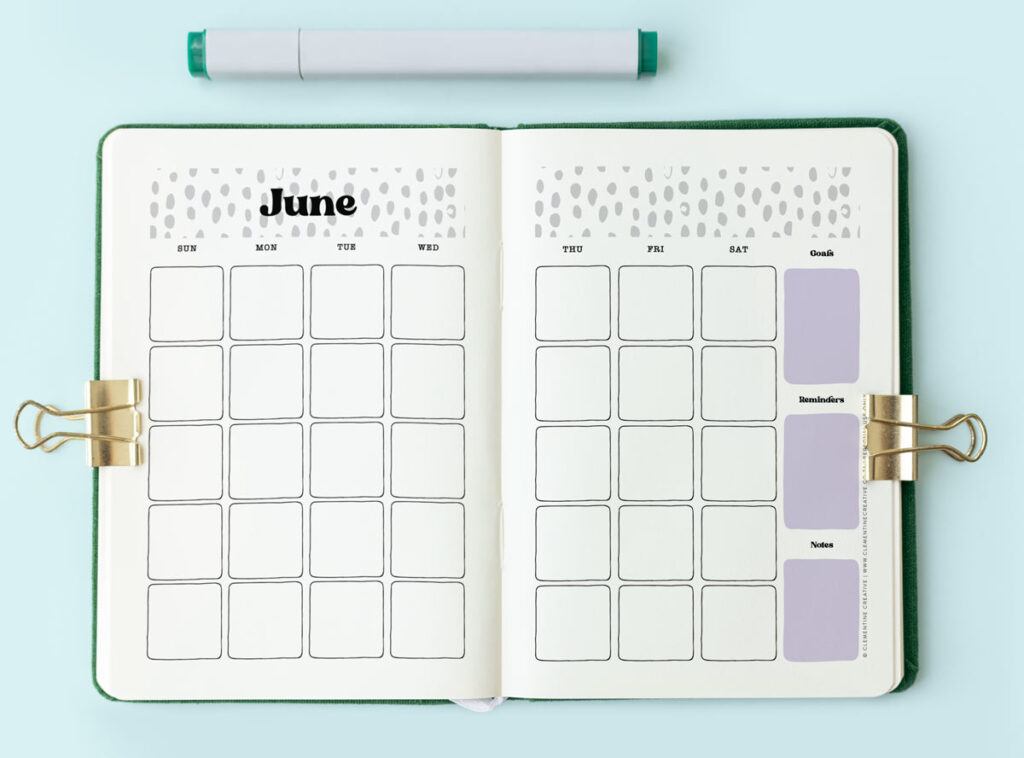 Bullet Journal Monthly Calendar Templates (Free Printable PDF) - Clementine Creative bullet-journal-monthly-calendar-templates-free-printable-pdf-clementine-creative