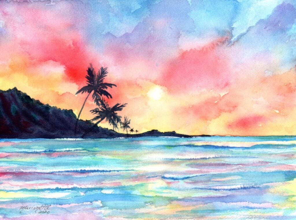 Easy Watercolor Sunset Painting Tutorials and Ideas Clementine Creative