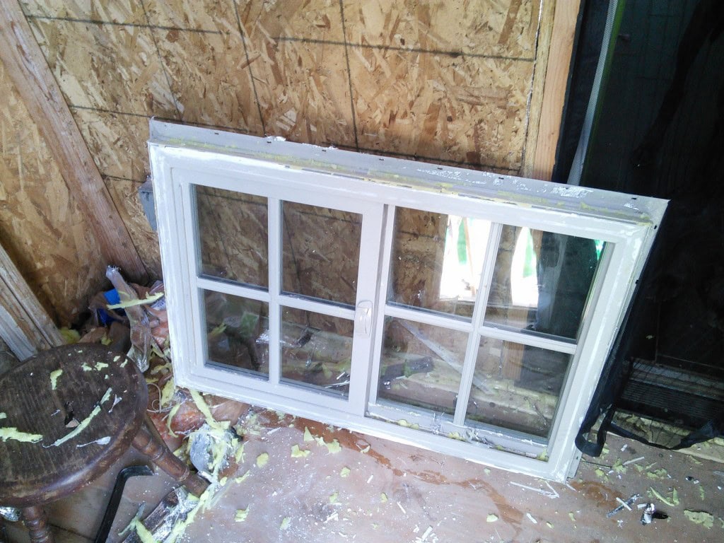 The window removed and cleaned up...