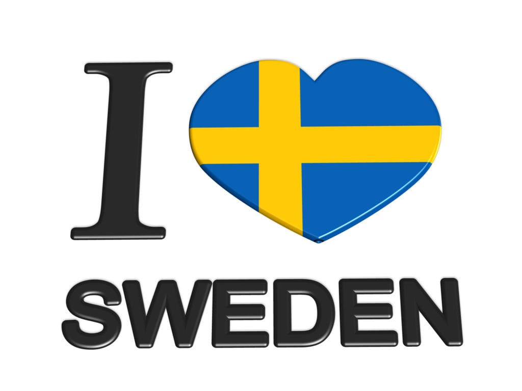 "I love Sweden" – Celebrating Swedish pride and love with a heart-shaped flag.