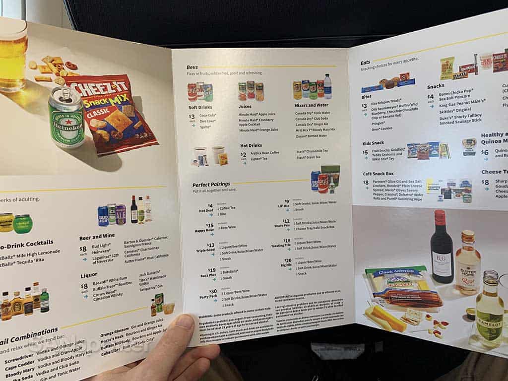 Spirit airlines menu