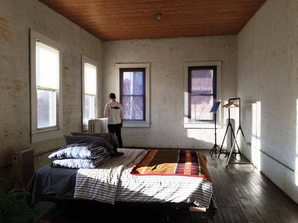 little spaces white bed white room
