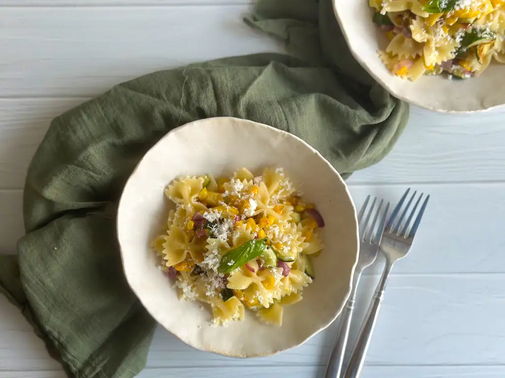 bowls of Grilled Vegetables Pasta Salad