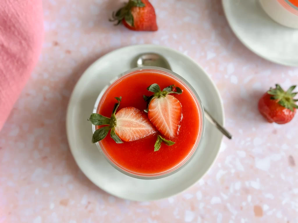 View from Top of Kefir Panna Cotta in glass cup
