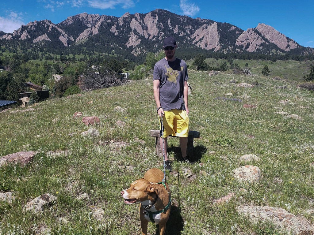 walking a dog in boulder colorado during pet and house sitting