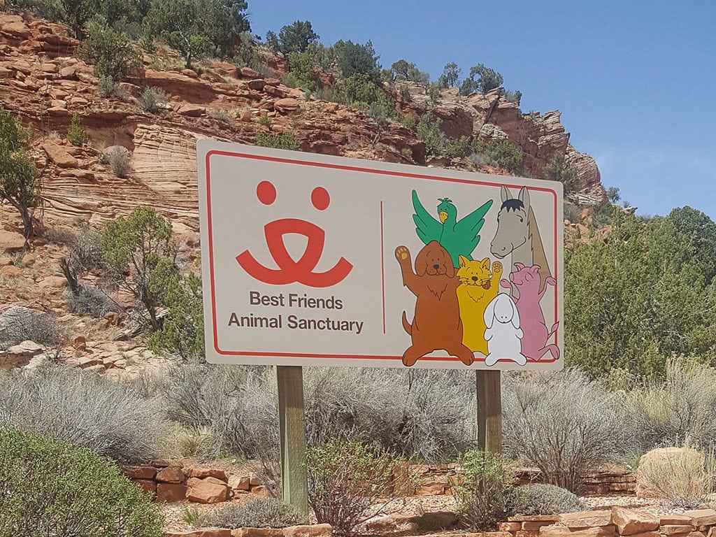 Sign for Best Friends Animal Sanctuary in utah